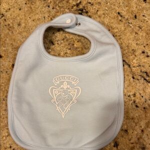 Gucci Baby Bib in Soft Blue with Logo